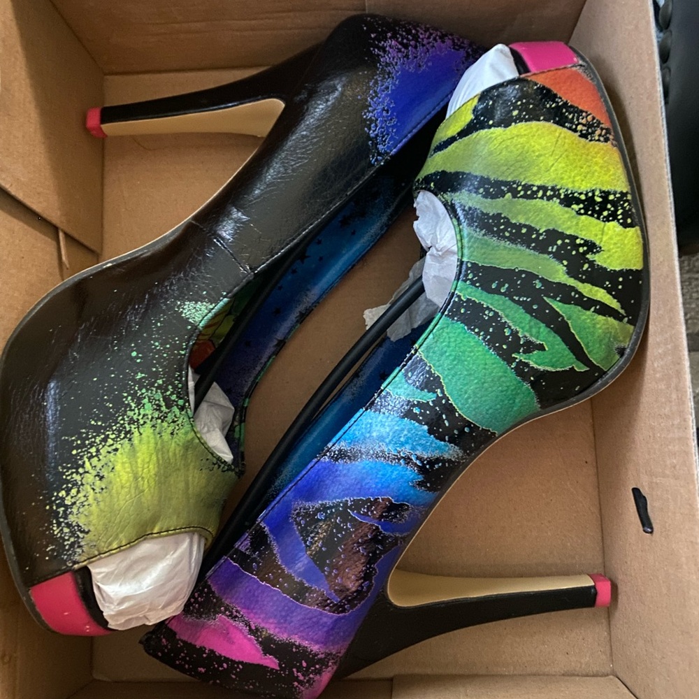 Iron Fist Multicolor Striped Heels